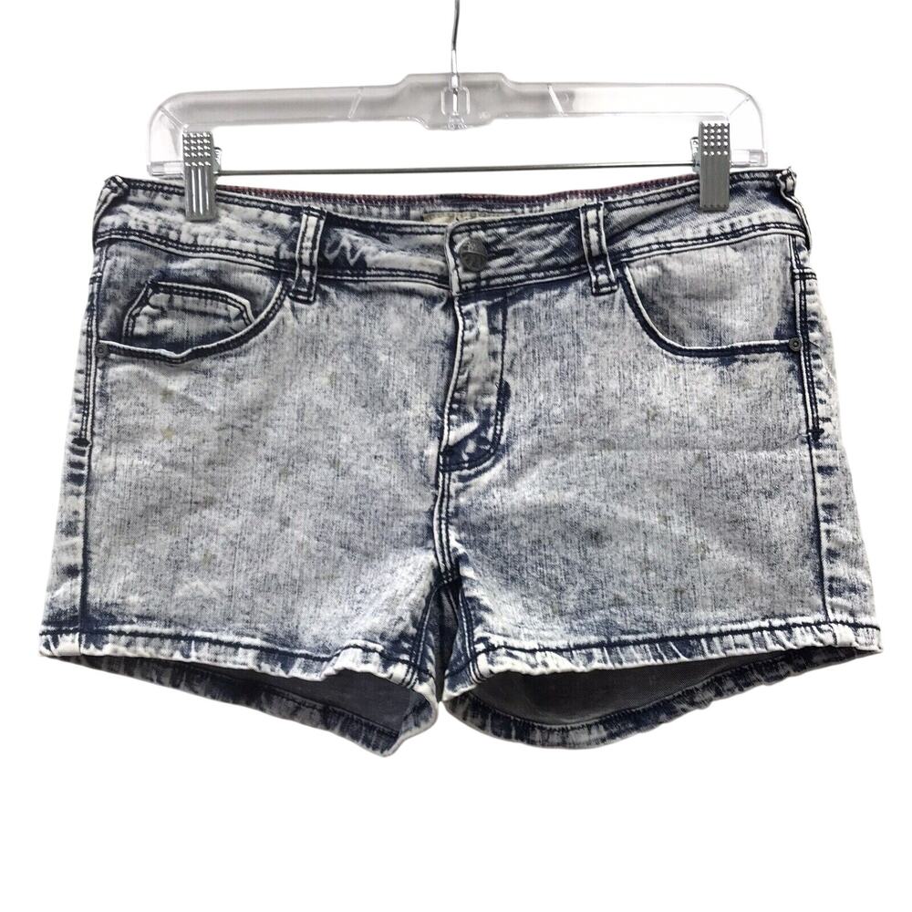 I & M Shorts Womens Large Booty Denim Acid Wash Blue White Star